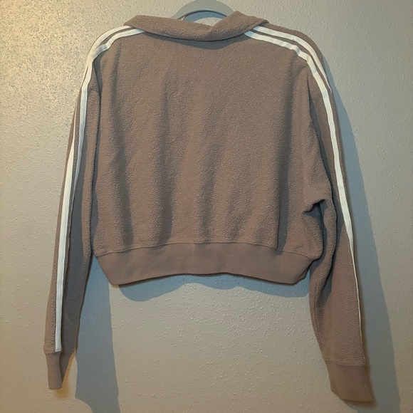 PINK REVERSE FLEECE CROPPED POLO SWEATSHIRT - Picture 3 of 7